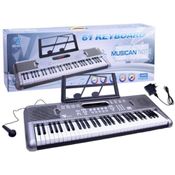 TECLADO MUSICAL ELETRONICO 61 TECLAS 200 RITMOS COM PORTA PARTITURA MICROFONE E FONTE PARA INICIANTES CRIANCA E ADULTO