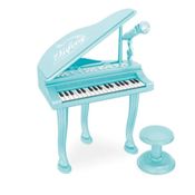 PIANO INFANTIL COM MICROFONE KARAOKE KIDS TECLADO MP3 COM BANQUINHO BANQUETA MENINO VERDE
