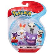 Boneco Pokémon 3 Figuras de Ação - Haunter+Scorbunny+Pancham