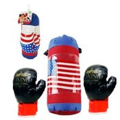 KIT SACO DE PANCADAS GRANDE 40CM BOXE INFANTIL E LUVA DE BOXE CRIANÇA MUAY THAI USA