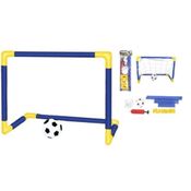 KIT JOGO DE FUTEBOL COM BOLA REDE E BOMBA CHUTE A GOL GOLZINHO COM TRAVE COMPLETO