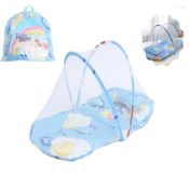 BERÇO MOSQUITEIRO INFANTIL PARA O BEBÊ AZUL COM COLCHONETE CAMA DOBRÁVEL