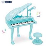 PIANO TECLADO INFANTIL ESTILO PROFISSIONAL BRINQUEDO MUSICAL COM MICROFONE E BANQUETA SINFONIA MP3 VERDE