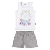 KIT INFANTIL FEMININO CONJUNTO+VESTIDO ELIAN Tamanho:1;Cor:Branco+Azul