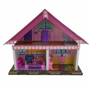 Casinha de boneca para brincar em mdf pintada e adesivada luxo