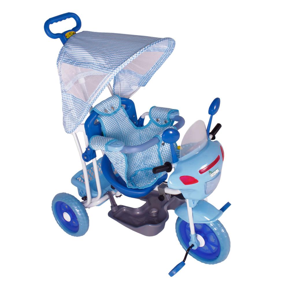 Motoca Infantil Triciclo Fast Azul com Empurrador Pais e Filhos - Ri Happy