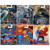 Hot Wheels - Set Completo 6 Miniaturas - Pop Culture Batman & Superman DC Comics - DLB45