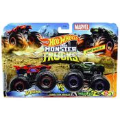 Pack com 2 Hot Wheels - 1:64 - Spiderman vs Venomized Hulk - Monster Trucks - GMR38