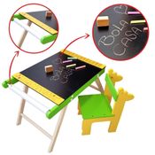 Mesa E Lousa Infantil De Atividades Com Cadeira Giz E Papel