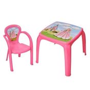 Kit Mesa Infantil Com 2 Cadeirinhas Rosa Salmão Princesa