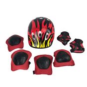 Kit Conjunto Proteção Segurança Infantil Capacete Joelheiras Cotoveleiras Vermelho Skate Patins Patinete Zippy Toys