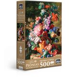 Quebra-Cabeça - 500 Peças - Game Office - Flores - Peônias na Porcelana - Nano - Toyster
