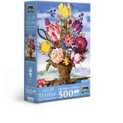 Quebra-Cabeça - 500 Peças - Game Office - Flores - Tulipas na Varanda - Nano - Toyster