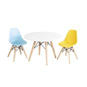 Conjunto Mesa com 2 Cadeiras Eiffel - Azul/Amarelo/Branco