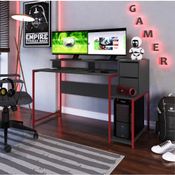 Mesa Escrivaninha Gamer Ryze com 2 Gavetas - Vermelho/Grafite