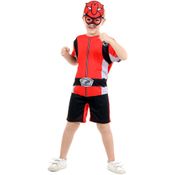 Fantasia Power Rangers Vermelho Infantil Curto Beast Morphers