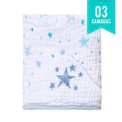 Toalha De Banho Papi Soft Com Capuz Bordado Celeste Azul