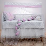 Kit Berço com 9 Peças Trança Joy Rosa Encanto Carolina Baby