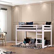 Cama Infantil Divertida Altura 125cm com Grade de Proteção Branco - Casatema