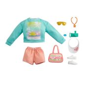 Barbie Roupas e Acessórios Moleton Esportivo Verde-Água Shorts Laranja - Mattel