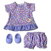 Conjuntinho Roxo para Boneca Little Mommy - Vestido, Shortinho e Sapatilhas - Laço de Fita