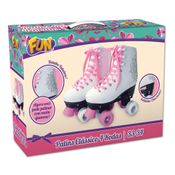 Patins Clássico 4 Rodas - Branco e Rosa - Tamanho 33 e 34 - Fun