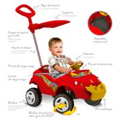 Carrinho de Passeio - Kidcar - Vermelho com Capota - Bandeirante