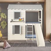 Beliche Montessoriano Club House Premium com Escorregador e Telhado Completo Branco/Cinza - Casatema