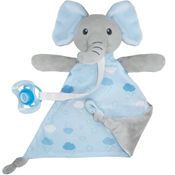 Naninha Azul de Elefante p/ Bebês com Prendedor de Chupeta Buba