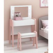 Escrivaninha/Penteadeira Infantil Ternura com Led e Banqueta - Branco/Rosa