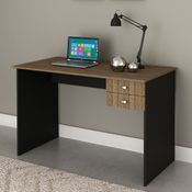 Mesa de Escritório com 2 Gavetas - Nogal/Preto