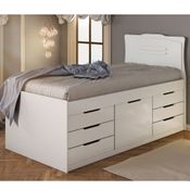 Cama Solteiro Florença com 7 Gavetas - Branco
