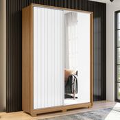 Guarda Roupa Frizatto c/2 Portas de Correr Flex e 2 Espelhos - Natural/Branco/Titanium