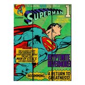 Placa de Madeira Decorativa - DC Comics - Super-Homem Voando - Azul - Metrópole