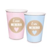 Acessórios para Festa - Copos de Papel - 240Ml - Azul e Rosa - Chá Revelação - Cromus