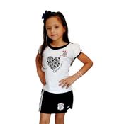 Conjunto Infantil Corinthians Camisa Short Saia Oficial