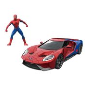 Carrinho e Figura Die-Cast -1:24 - Metals - Disney - Marvel - Spider-Man - Ford GT - DTC