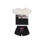 Conjunto Infantil Feminino Blusa + Short Elian Tamanho:4;Cor:Mescla