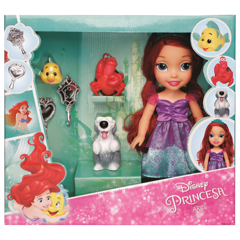 Boneca de Vinil - Disney - Princesas - Baby Ariel Luxo - Vestidos sortidos  - 30 cm - Mimo - Ri Happy