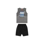 Conjunto Infantil Masculino Regata + Bermuda Elian Tamanho:10;Cor:Cinza