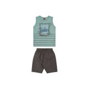 Conjunto Infantil Masculino Regata + Bermuda Elian Tamanho:8;Cor:Verde Água