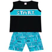 Conjunto Infantil Masculino Regata + Bermuda Marisol Tamanho:8;Cor:Preto