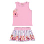 Conjunto Infantil Feminino Regata + Saia Ding Dang Tamanho:2;Cor:Rosa;Gênero:Menina