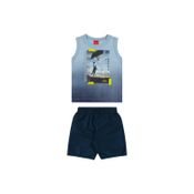 Conjunto Infantil Masculino Regata + Bermuda Elian Tamanho:2;Cor:Azul Celeste