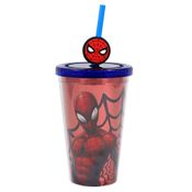 Copo com Canudo - 350Ml - Disney - Marvel - Homem Aranha - Zona Criativa