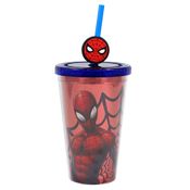 Copo com Canudo - 350Ml - Disney - Marvel - Homem Aranha - Zona Criativa