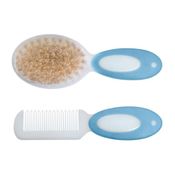 Conjunto - Pente E Escova Com Cerdas Naturais - Azul - Girotondo
