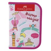 Estojo Escolar - Nylon - Let's Go - Rosa - Faber-Castell