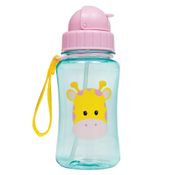 Garrafinha Plástico com Canudo - 350 Ml - Animal Fun - Girafa - Buba