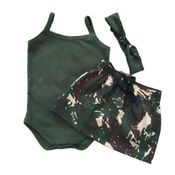 Conjunto saia com body Tam P Camuflado Verde Bebê